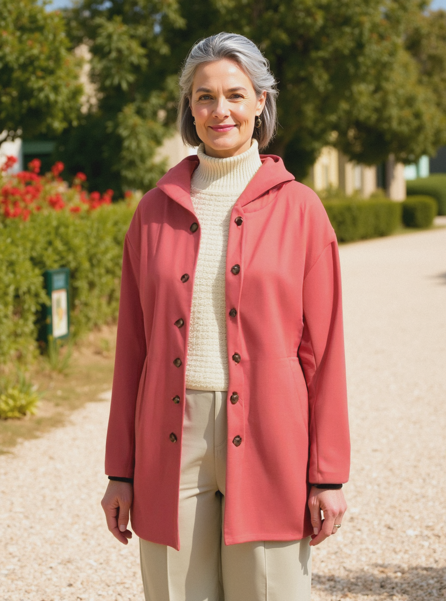 Rosalie™ – Manteau élégant à capuche et boutons
