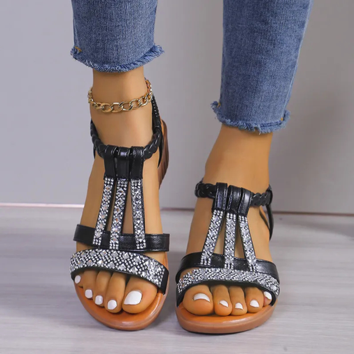 Tesse™ - Sandales compensées à strass
