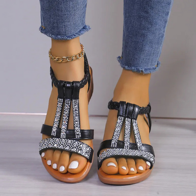 Tesse™ - Sandales compensées à strass