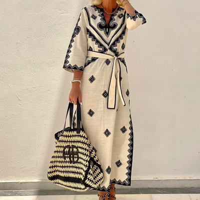 Meg™ - Robe bohème en lin avec ceinture