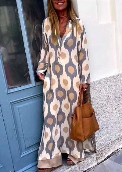 Gemma™ - Robe imprimée décontractée à col V