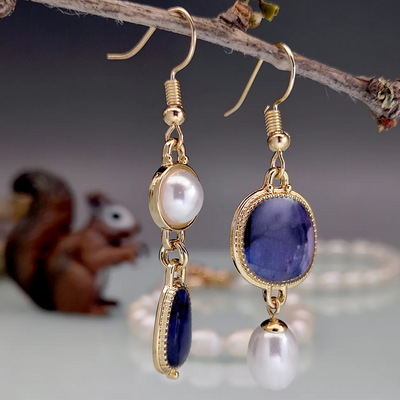 Ethel™ - Boucles d’oreilles avec pierre bleue