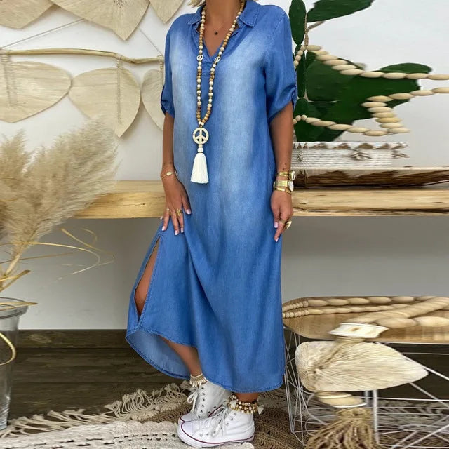 Alita™ - Robe élégante effet jean fendue