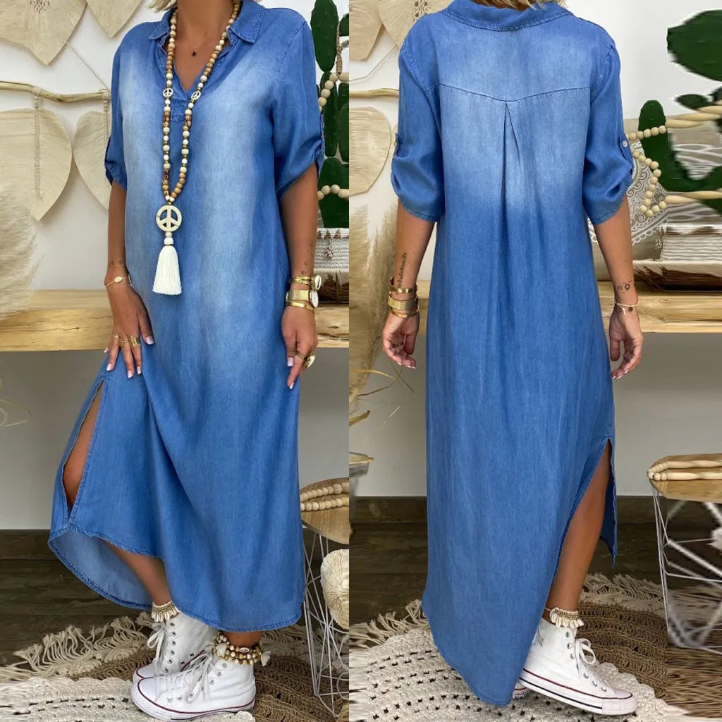 Alita™ - Robe élégante effet jean fendue