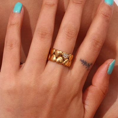 Josee™ - Bague dorée cœur