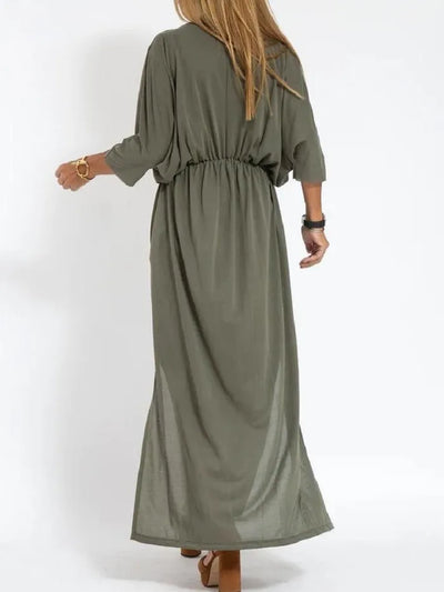 Floretta™ - Robe à taille haute, fente et col en V