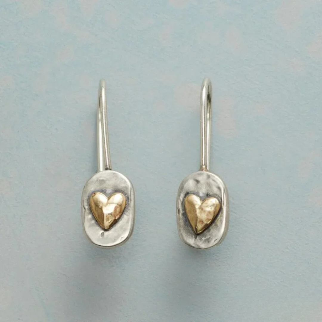 Elva™ - Boucles d’oreilles en argent avec cœur doré