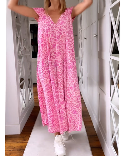 Mirla™ - Robe Longue à Imprimé Animal et Col en V