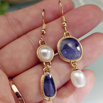 Ethel™ - Boucles d’oreilles avec pierre bleue