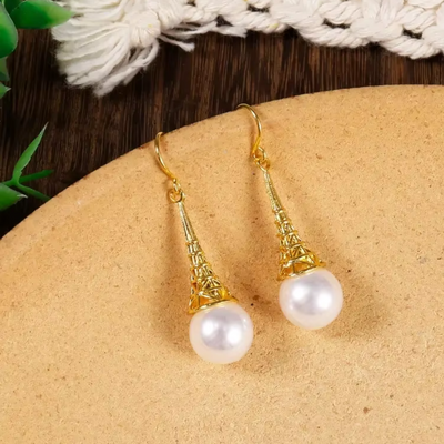 Cosima™ - Boucles d’oreilles vintage en perles dorées