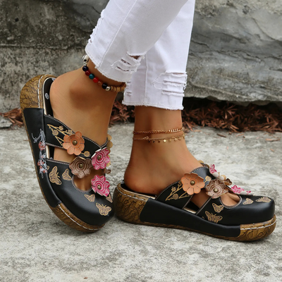Ninette™ - Sandales rétro élégantes avec détail floral