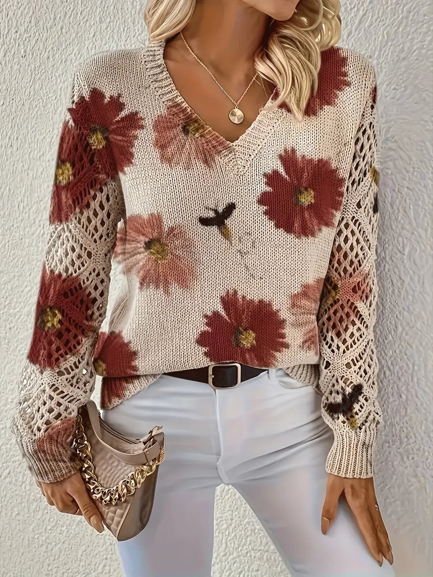 Fleurine™ - Pull élégant à fleurs