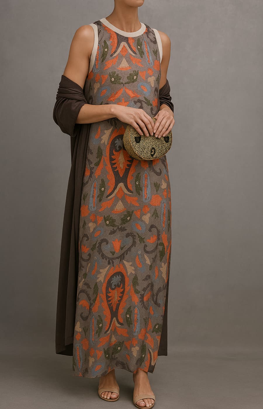 Adalene™ - Robe longue élégante avec étole