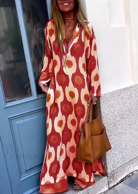 Gemma™ - Robe imprimée décontractée à col V