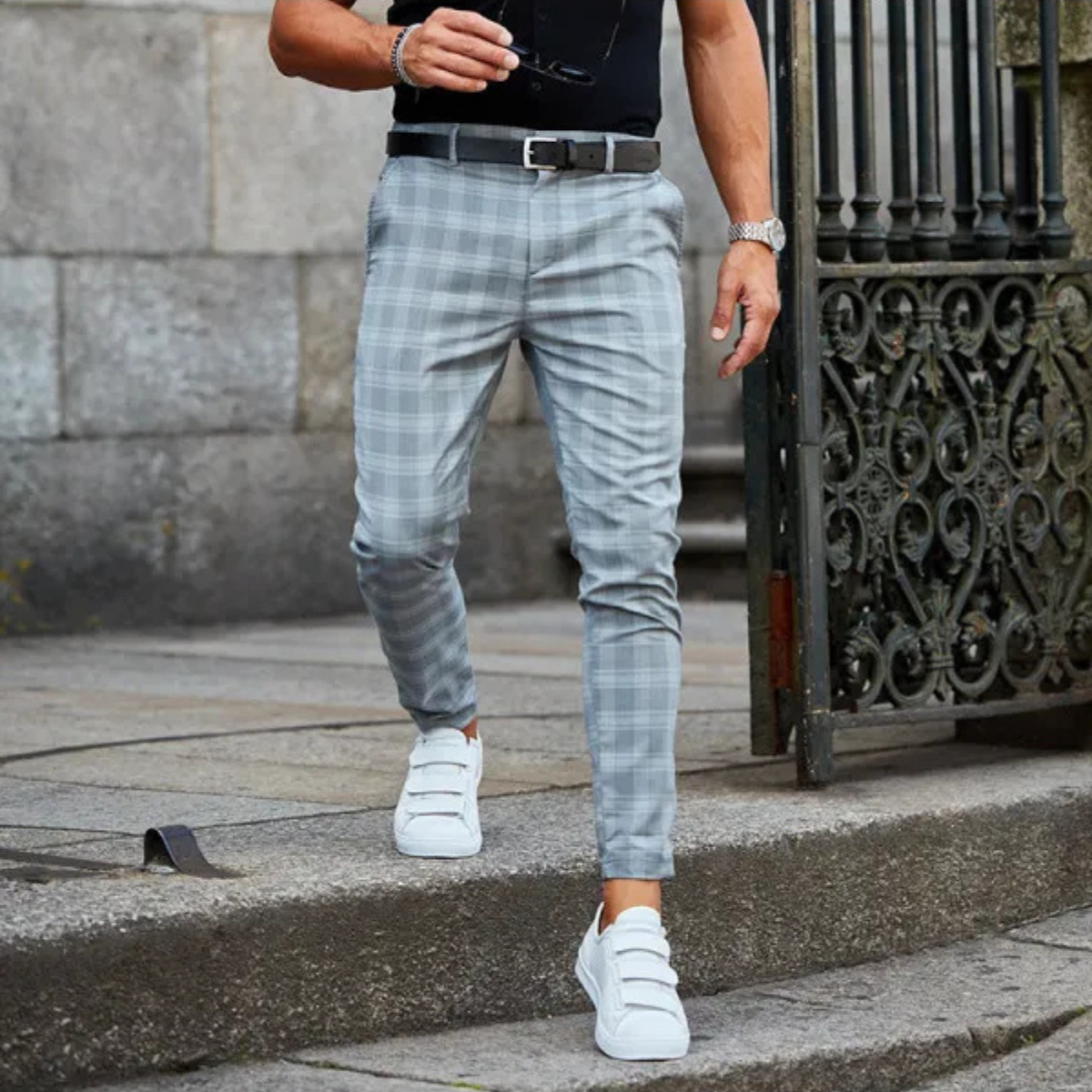 Rique™ - Pantalon à Carreaux Élégant