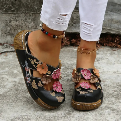 Ninette™ - Sandales rétro élégantes avec détail floral