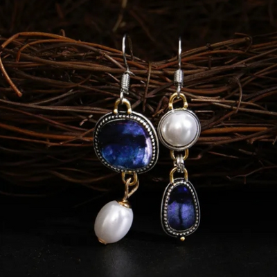 Ethel™ - Boucles d’oreilles avec pierre bleue