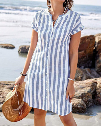 Myrla™ - Votre robe-chemise élégante à rayures