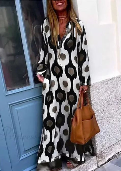 Gemma™ - Robe imprimée décontractée à col V