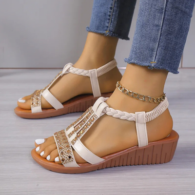 Tesse™ - Sandales compensées à strass