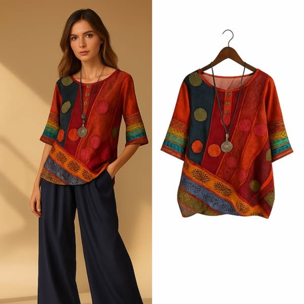 Coletta™ - Top bohème coloré