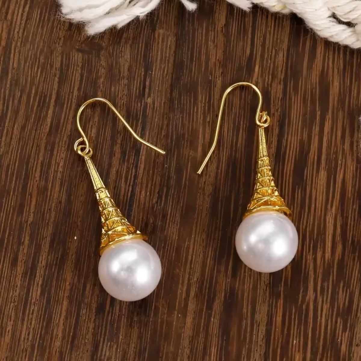 Cosima™ - Boucles d’oreilles vintage en perles dorées