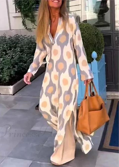 Gemma™ - Robe imprimée décontractée à col V