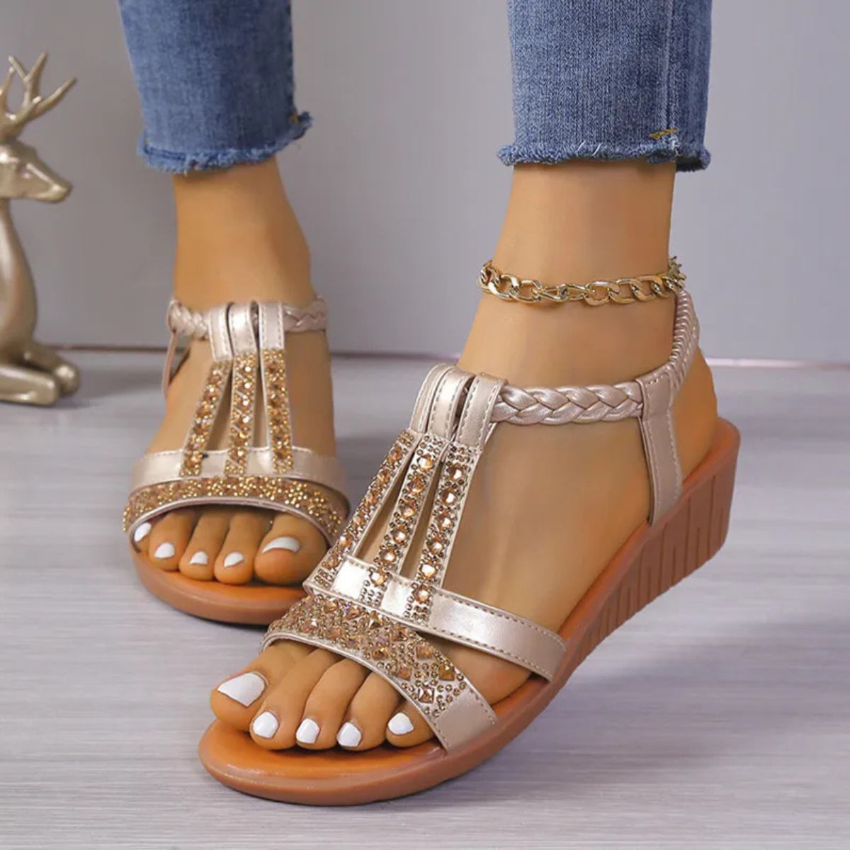 Tesse™ - Sandales compensées à strass