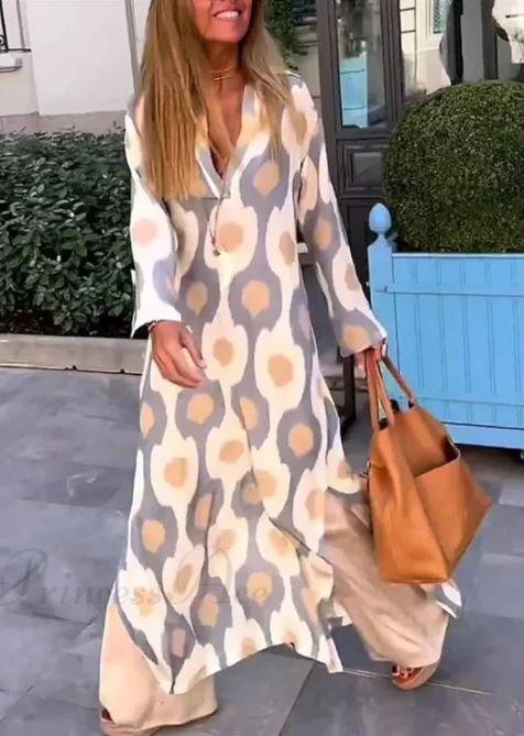 Gemma™ - Robe imprimée décontractée à col V
