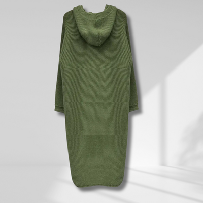 Solange™ - Élégant long gilet tricoté à capuche