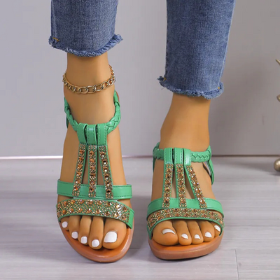 Tesse™ - Sandales compensées à strass