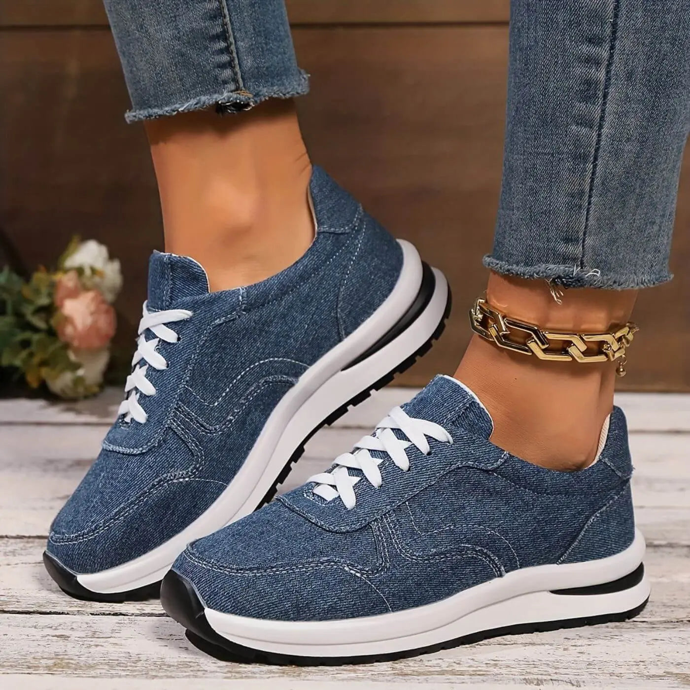 Alison™ - Baskets femme en denim