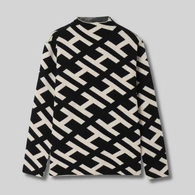 Ida™ - Pull élégant à motif noir et blanc