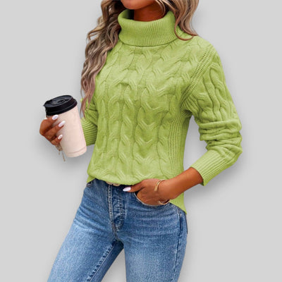 Laura™ - Pull torsadé élégant à col roulé