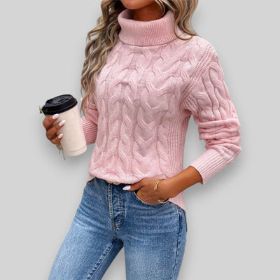 Laura™ - Pull torsadé élégant à col roulé