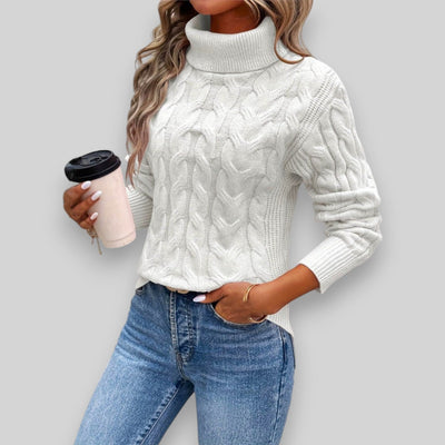 Laura™ - Pull torsadé élégant à col roulé