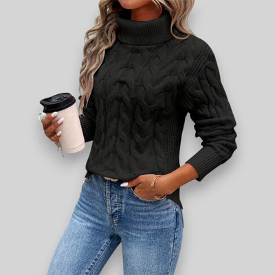 Laura™ - Pull torsadé élégant à col roulé