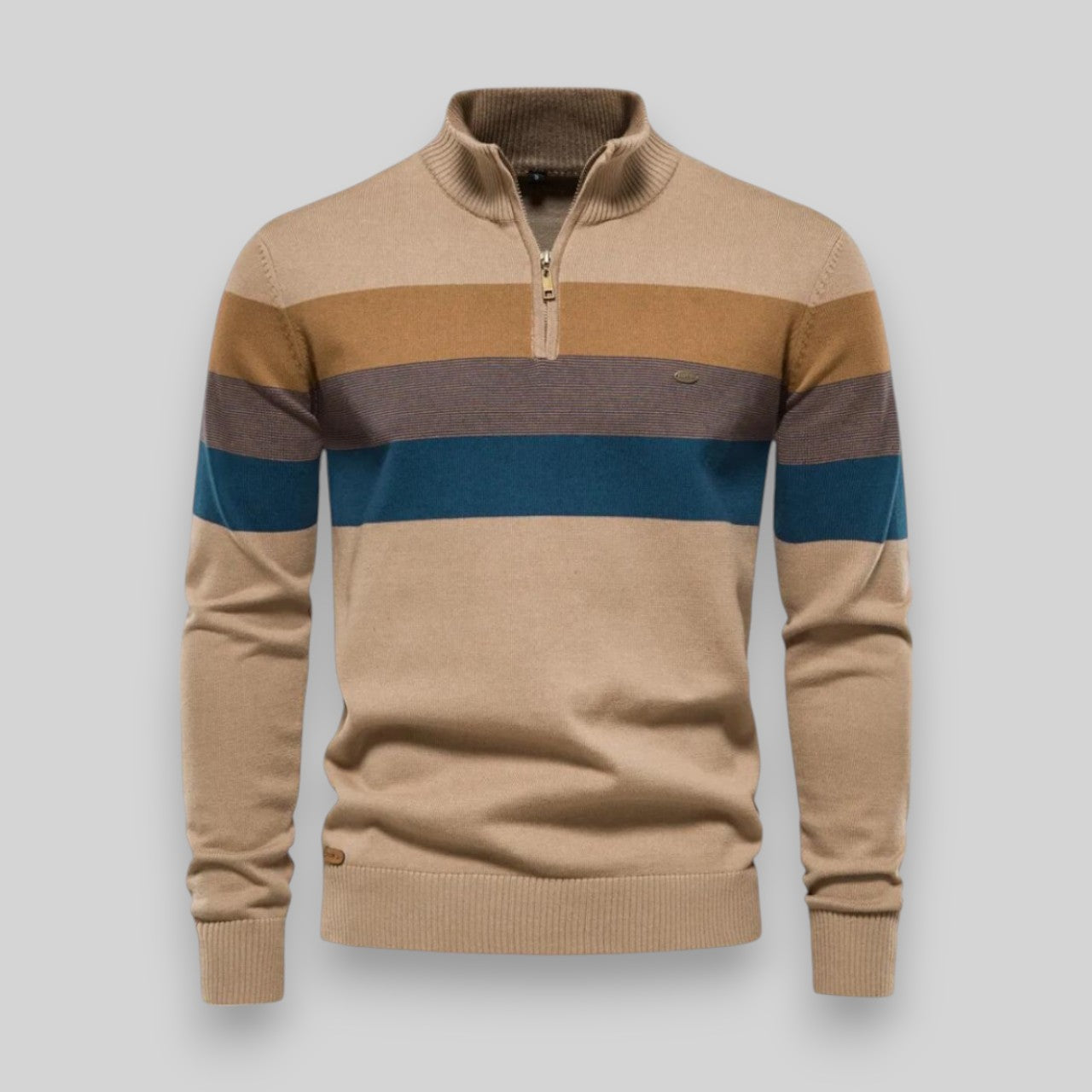 Mick™ - Pull homme intemporel à demi-zip rayé