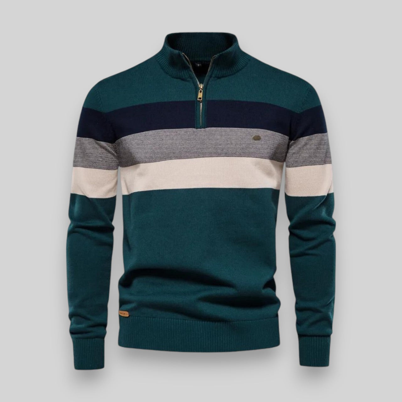 Mick™ - Pull homme intemporel à demi-zip rayé