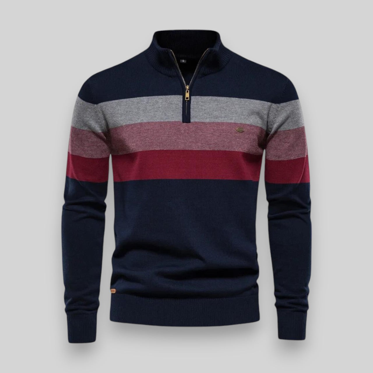Mick™ - Pull homme intemporel à demi-zip rayé