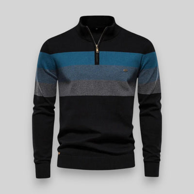 Mick™ - Pull homme intemporel à demi-zip rayé