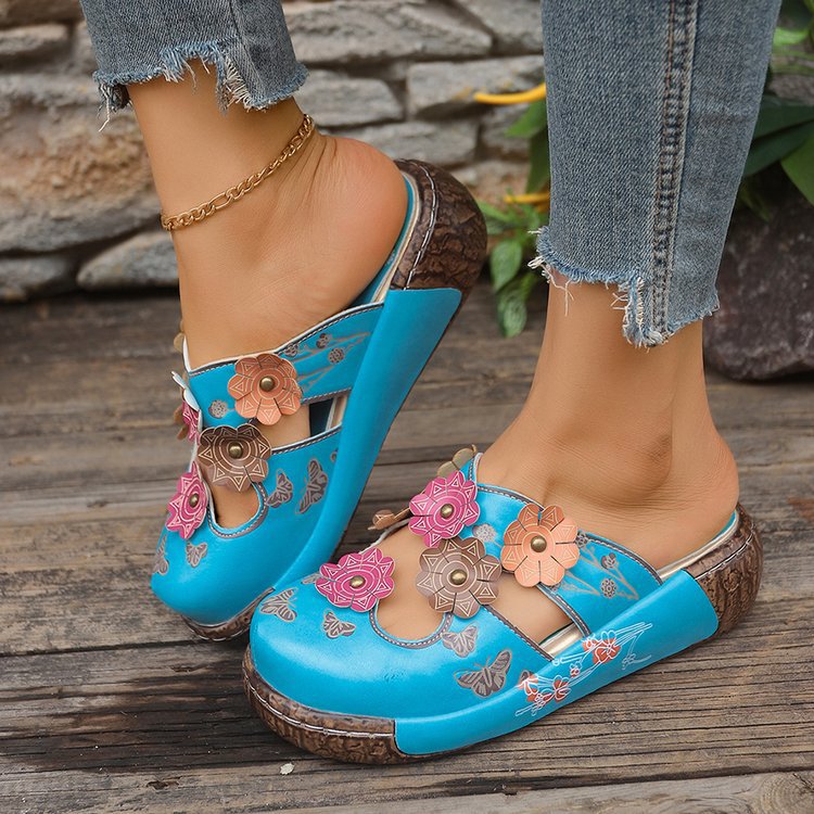 Ninette™ - Sandales rétro élégantes avec détail floral