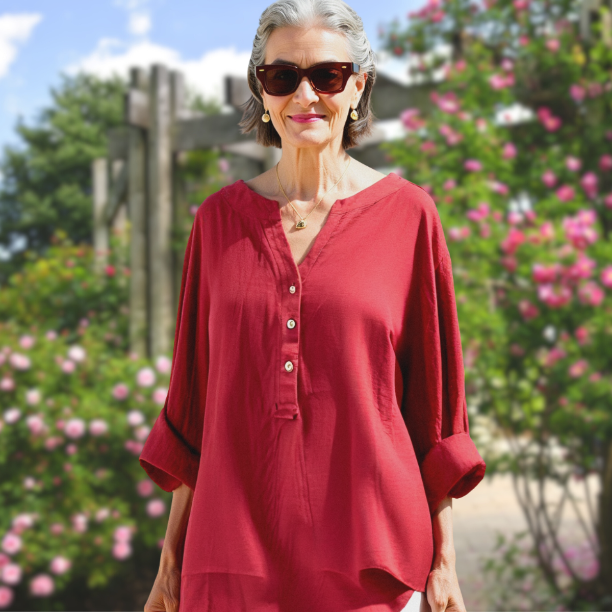 Claudine™ - Blouse légère à boutons