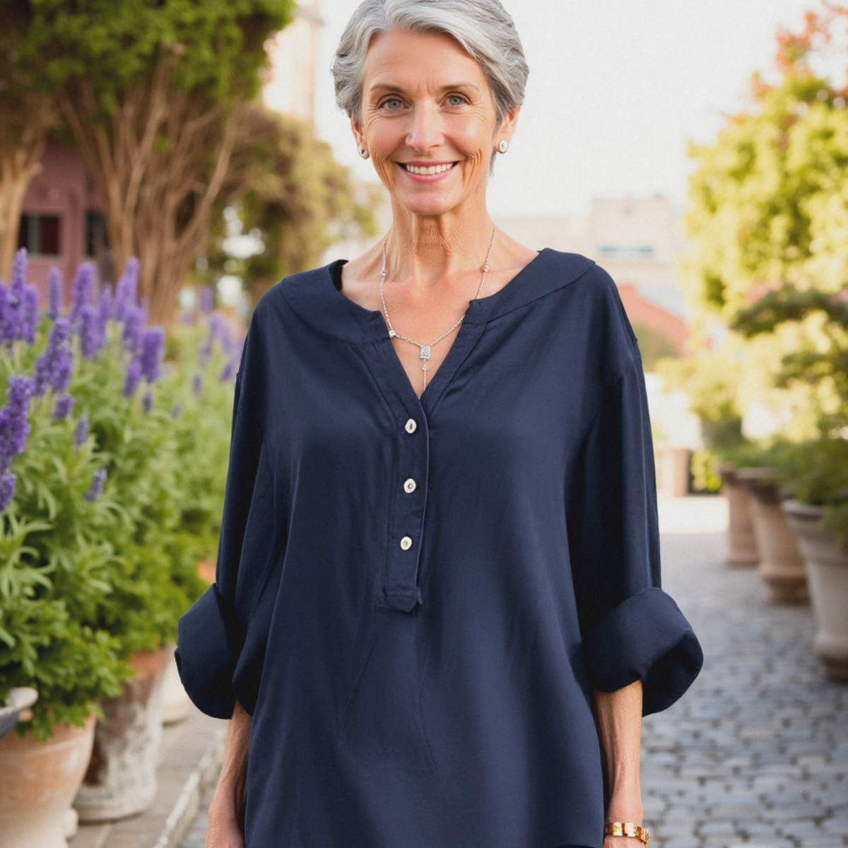 Joyelle™ - Blouse légère à boutons