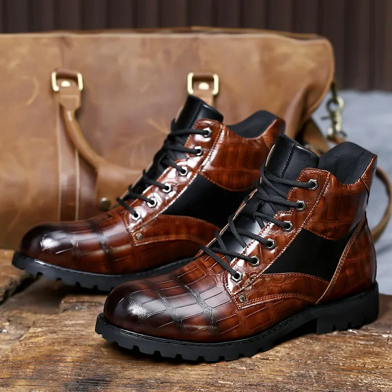 Aubert™ - Bottes en cuir Croco