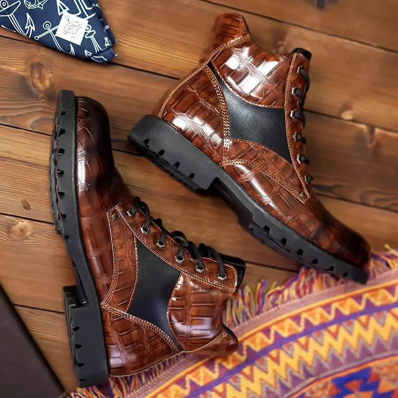 Aubert™ - Bottes en cuir Croco