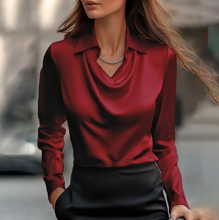 Josee™ - Blouse à éclat luxueux avec col à plis
