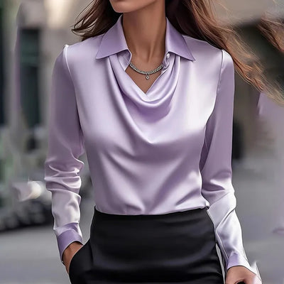 Josee™ - Blouse à éclat luxueux avec col à plis