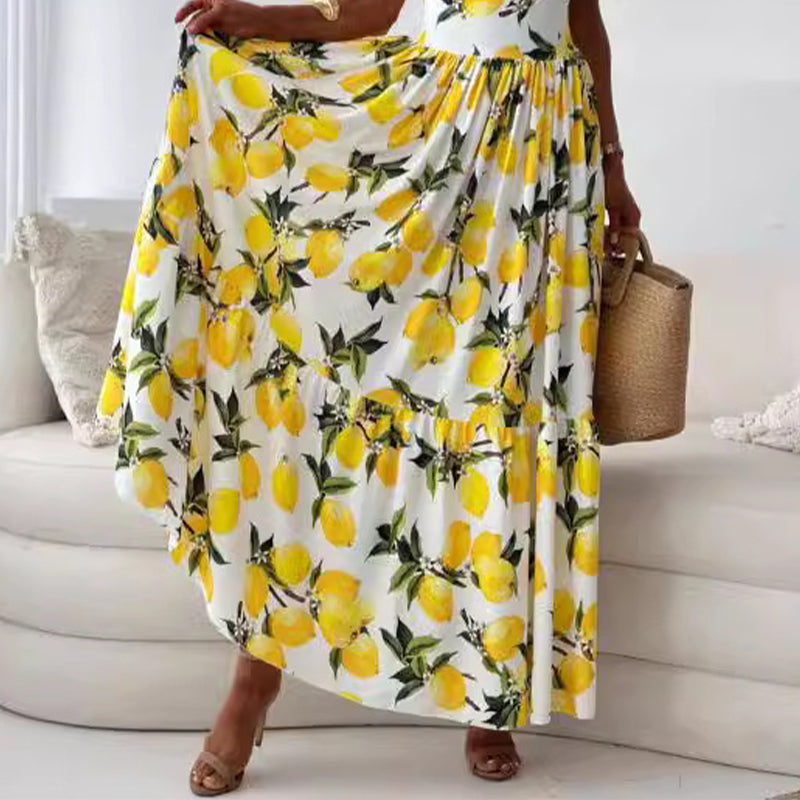 Janique™ - Robe d’été élégante à imprimé citron