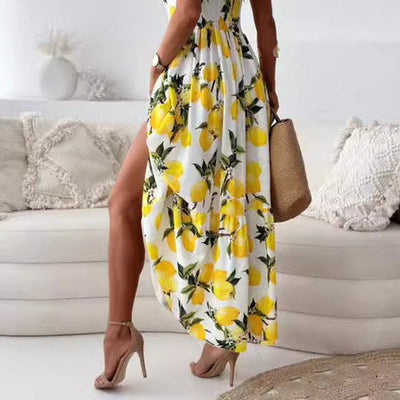 Janique™ - Robe d’été élégante à imprimé citron